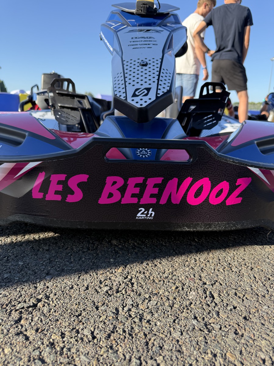Le kart aux couleurs roses des Beenooz, vu de près